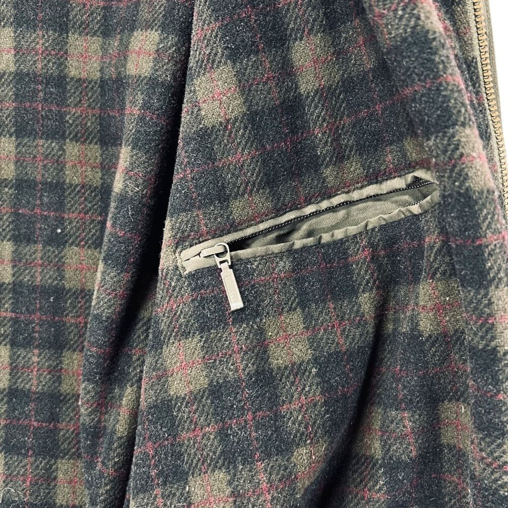 LL Bean Barn Coat Tall Lg Wool Blend Plaid Lining Chore Jacket Insulated Green - Picture 13 of 16
